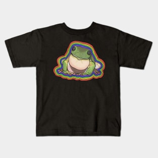 Rainbow Tree Frog // Black Kids T-Shirt